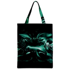 Biscay Green Black Abstract Art Zipper Classic Tote Bag by SpinnyChairDesigns