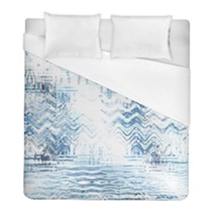 Boho Faded Blue Denim White Batik Duvet Cover (full/ Double Size) by SpinnyChairDesigns