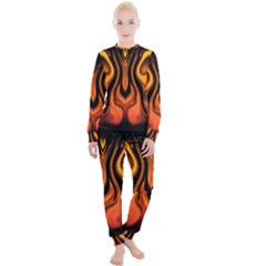 Fire And Flames Pattern Women s Lounge Set by SpinnyChairDesigns
