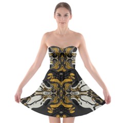 Boho Black Gold Color Strapless Bra Top Dress by SpinnyChairDesigns