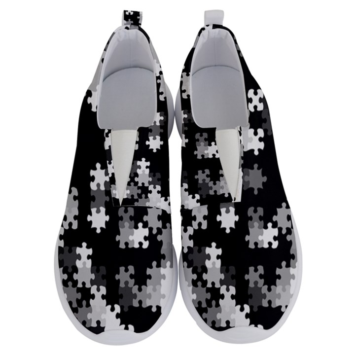 Black and White Jigsaw Puzzle Pattern No Lace Lightweight Shoes