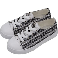 Boho Black And White  Kids  Low Top Canvas Sneakers by SpinnyChairDesigns