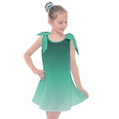 Biscay Green Gradient Ombre Kids  Tie Up Tunic Dress by SpinnyChairDesigns