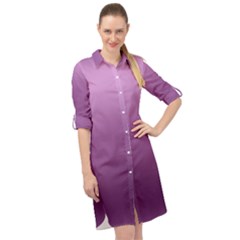 Purple Gradient Ombre Long Sleeve Mini Shirt Dress