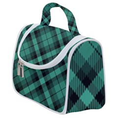 Biscay Green Black Plaid Satchel Handbag by SpinnyChairDesigns