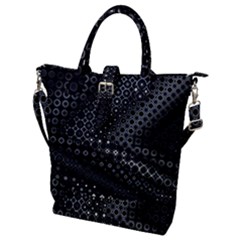 Black Abstract Pattern Buckle Top Tote Bag by SpinnyChairDesigns