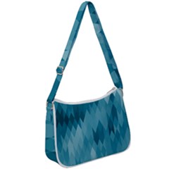 Cerulean Blue Geometric Patterns Zip Up Shoulder Bag by SpinnyChairDesigns