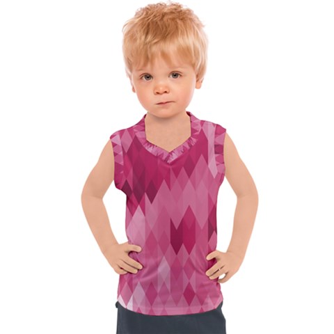 Blush Pink Geometric Pattern Kids  Sport Tank Top by SpinnyChairDesigns