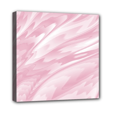 Pastel Pink Feathered Pattern Mini Canvas 8  X 8  (stretched) by SpinnyChairDesigns