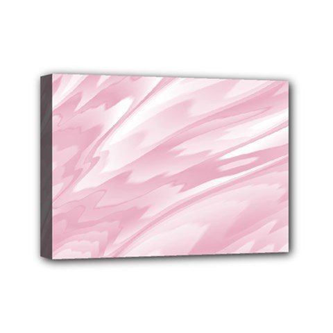 Pastel Pink Feathered Pattern Mini Canvas 7  X 5  (stretched) by SpinnyChairDesigns