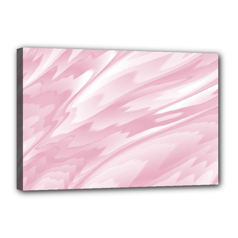 Pastel Pink Feathered Pattern Canvas 18  X 12  (stretched) by SpinnyChairDesigns