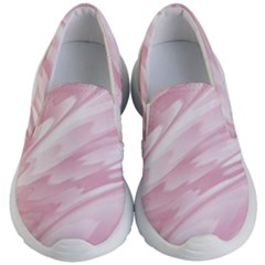 Pastel Pink Feathered Pattern Kids Lightweight Slip Ons by SpinnyChairDesigns