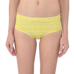 Boho Saffron Yellow Color Mid-waist Bikini Bottoms by SpinnyChairDesigns