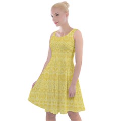 Boho Saffron Yellow Color Knee Length Skater Dress by SpinnyChairDesigns