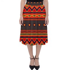 Boho Orange Tribal Pattern Classic Midi Skirt by SpinnyChairDesigns