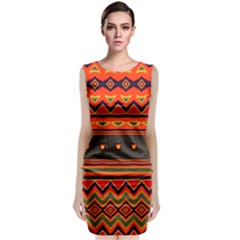 Boho Orange Tribal Pattern Classic Sleeveless Midi Dress by SpinnyChairDesigns