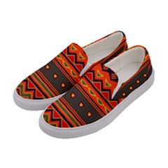 Boho Orange Tribal Pattern Women s Canvas Slip Ons by SpinnyChairDesigns