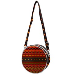 Boho Orange Tribal Pattern Crossbody Circle Bag by SpinnyChairDesigns