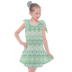 Boho Biscay Green Pattern Kids  Tie Up Tunic Dress by SpinnyChairDesigns