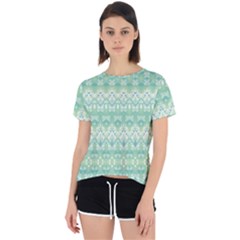 Boho Biscay Green Pattern Open Back Sport Tee by SpinnyChairDesigns