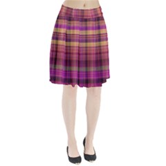 Magenta Gold Madras Plaid Pleated Skirt by SpinnyChairDesigns