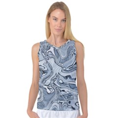 Faded Blue Abstract Art Women s Basketball Tank Top by SpinnyChairDesigns