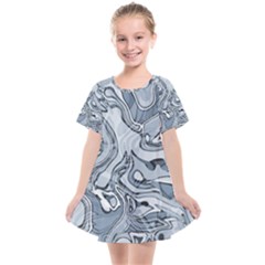 Faded Blue Abstract Art Kids  Smock Dress by SpinnyChairDesigns