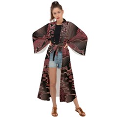 Red Black Abstract Art Maxi Kimono