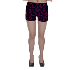 Red And Black Butterflies Skinny Shorts by SpinnyChairDesigns