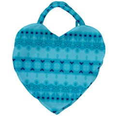 Boho Aqua Blue Giant Heart Shaped Tote by SpinnyChairDesigns