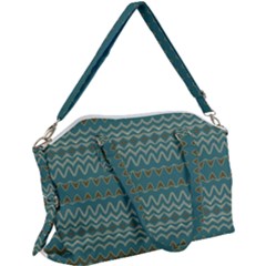 Boho Teal Green Stripes Canvas Crossbody Bag by SpinnyChairDesigns