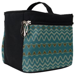 Boho Teal Green Stripes Make Up Travel Bag (big) by SpinnyChairDesigns