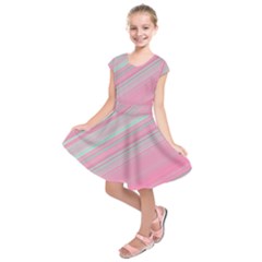 Turquoise And Pink Striped Kids  Short Sleeve Dress by SpinnyChairDesigns