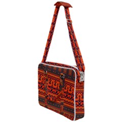 Boho Aztec Rust Orange Color Stripes Cross Body Office Bag by SpinnyChairDesigns