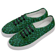 Leaf Forest And Blue Flowers In Peace Women s Classic Low Top Sneakers by pepitasart