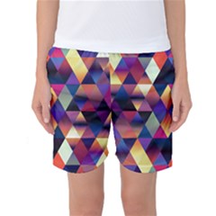 Colorful Geometric  Women s Basketball Shorts by SpinnyChairDesigns