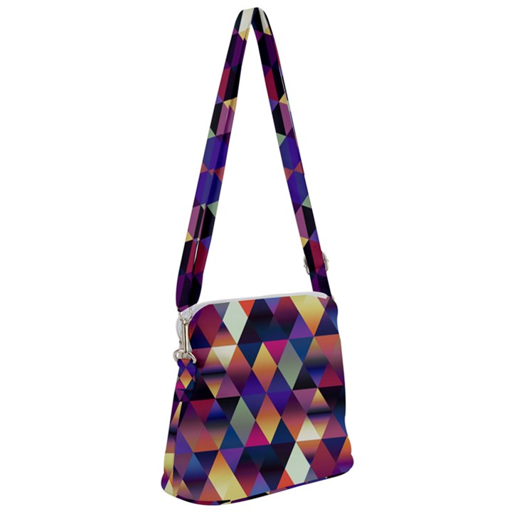 Colorful Geometric  Zipper Messenger Bag