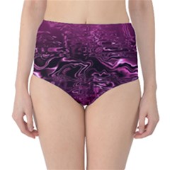 Magenta Black Swirl Classic High-waist Bikini Bottoms by SpinnyChairDesigns