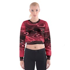 Crimson Red Black Swirl Cropped Sweatshirt by SpinnyChairDesigns