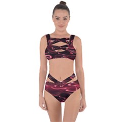 Crimson Red Black Swirl Bandaged Up Bikini Set  by SpinnyChairDesigns