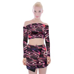 Abstract Art Swirls Off Shoulder Top With Mini Skirt Set by SpinnyChairDesigns