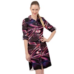 Abstract Art Swirls Long Sleeve Mini Shirt Dress by SpinnyChairDesigns