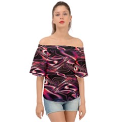 Abstract Art Swirls Off Shoulder Short Sleeve Top by SpinnyChairDesigns