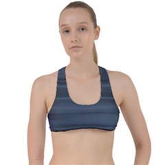 Faded Denim Blue Grey Ombre Criss Cross Racerback Sports Bra by SpinnyChairDesigns