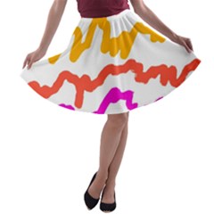 Multicolored Scribble Abstract Pattern A-line Skater Skirt by dflcprintsclothing