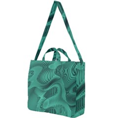 Biscay Green Swirls Square Shoulder Tote Bag by SpinnyChairDesigns