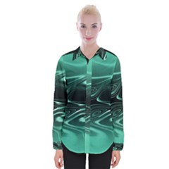 Biscay Green Black Swirls Womens Long Sleeve Shirt