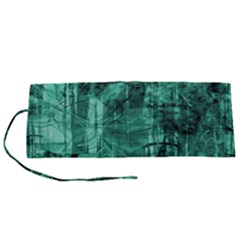 Biscay Green Black Textured Roll Up Canvas Pencil Holder (s)