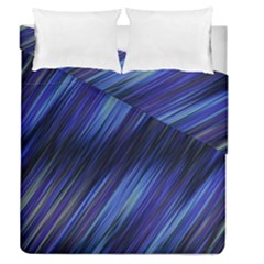 Indigo And Black Stripes Duvet Cover Double Side (queen Size) by SpinnyChairDesigns