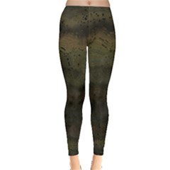 Army Green Grunge Texture Leggings  by SpinnyChairDesigns
